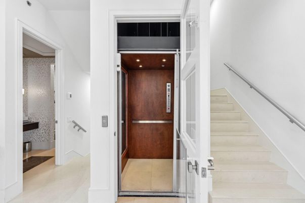 Elevator, Interior, Recessed Lighting, Wooden Ceilings, Wooden Walls