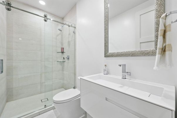 Bathroom, Glass Shower, Interior, Recessed Lighting