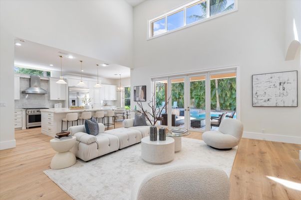 Dining room, Interior, Kitchen, Living room, Pendant Lights, Recessed Lighting, Stainless Steel Appliances, Wood Texture Flooring