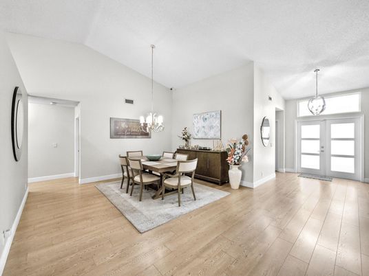 Chandelier, Dining room, Interior, Pendant Lights, Wood Texture Flooring