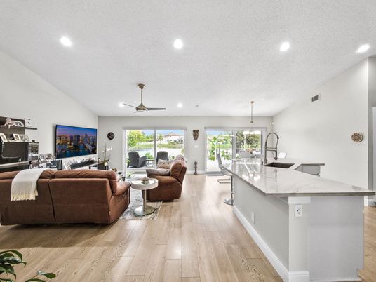Interior, Living room, Pendant Lights, Recessed Lighting, Wood Texture Flooring