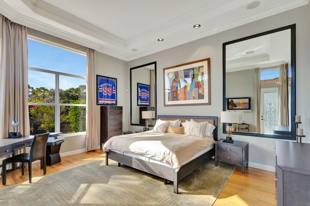 Bedroom, Home Office, Interior, Recessed Lighting, Wood Texture Flooring