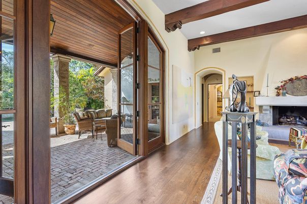 Fireplace, Interior, Recessed Lighting, Wooden Beams, Wooden Ceilings, Wood Texture Flooring