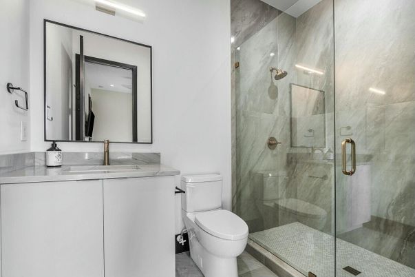 Bathroom, Glass Shower, Interior, Marble Walls