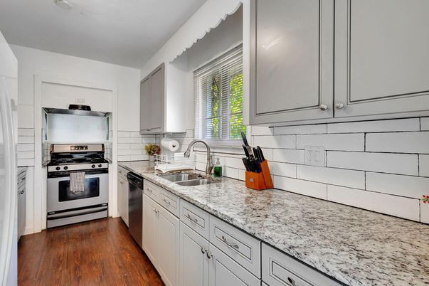 Interior, Kitchen, Stainless Steel Appliances, Wood Texture Flooring