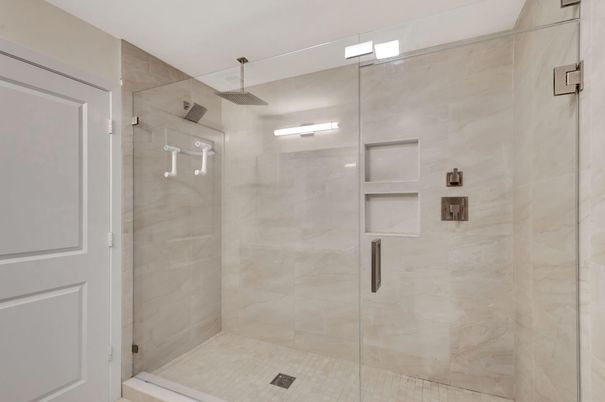 Bathroom, Glass Shower, Interior, Marble Walls