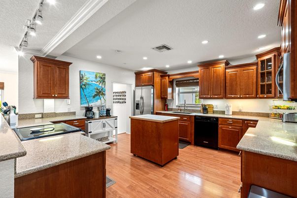 Interior, Kitchen, Recessed Lighting, Wood Texture Flooring