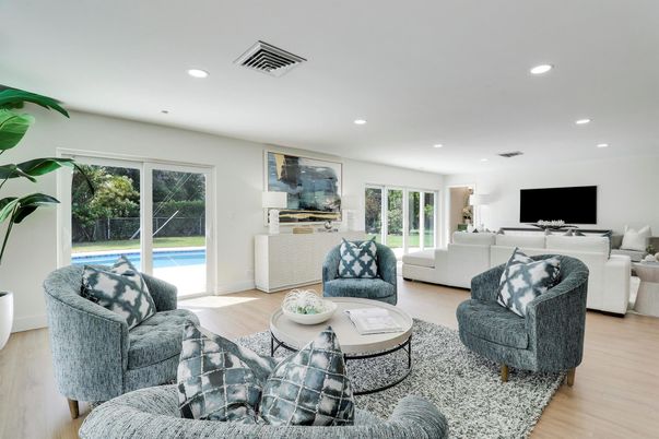 Interior, Living room, Recessed Lighting, Wood Texture Flooring
