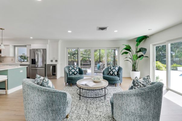 Interior, Kitchen, Living room, Pendant Lights, Recessed Lighting, Stainless Steel Appliances, Wood Texture Flooring