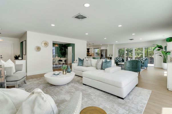 Dining room, Interior, Kitchen, Living room, Pendant Lights, Recessed Lighting, Wood Texture Flooring