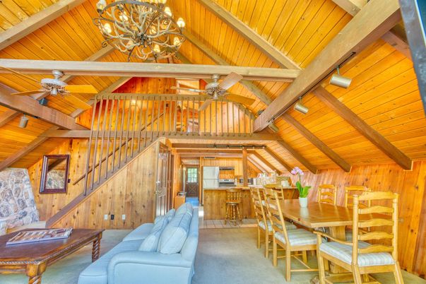 Chandelier, Dining room, Interior, Wooden Beams, Wooden Ceilings, Wooden Walls