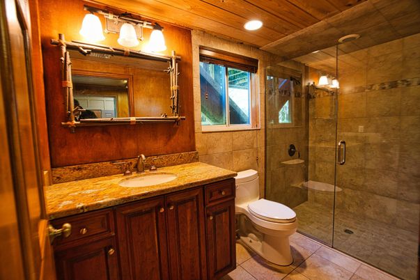 Bathroom, Glass Shower, Interior, Recessed Lighting