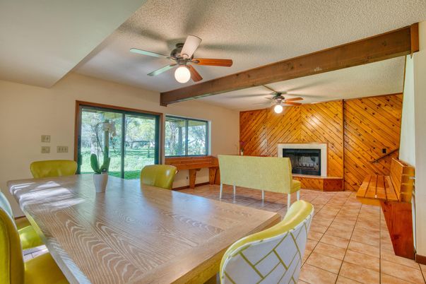Dining room, Fireplace, Interior, Wooden Beams, Wooden Walls