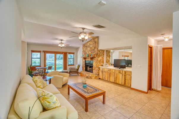 Dining room, Fireplace, Interior, Living room, Stone Walls