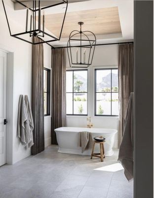 Bathroom, Free Standing Baths, Interior, Pendant Lights, Wooden Ceilings