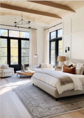 Bedroom, Interior, Pendant Lights, Wooden Beams, Wooden Ceilings, Wood Texture Flooring