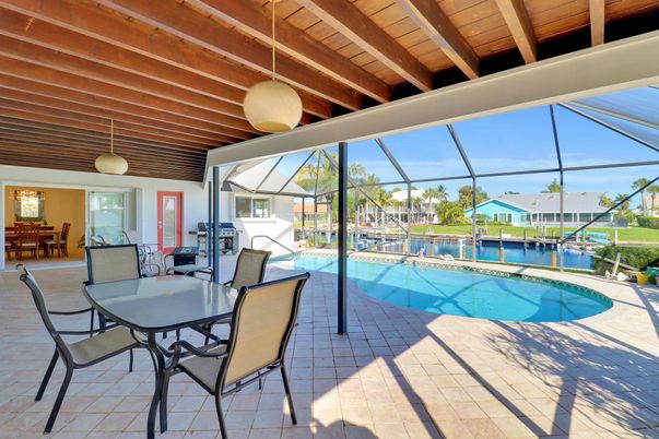 Dining room, Glass Ceilings, Interior, Pendant Lights, Pool, Sun Room, Water, Wooden Beams, Wooden Ceilings