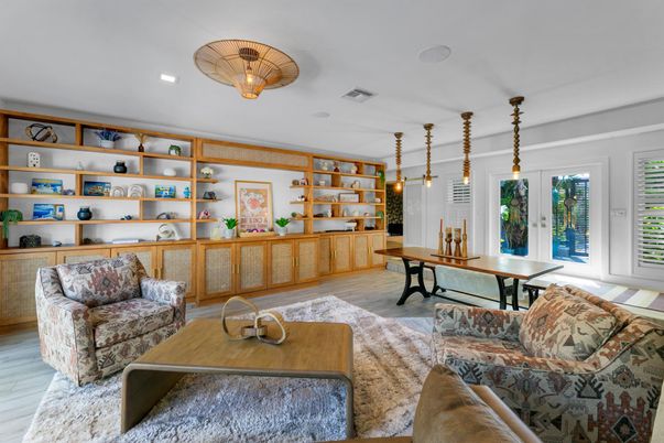 Game Room, Interior, Living room, Pendant Lights, Recessed Lighting, Wood Texture Flooring