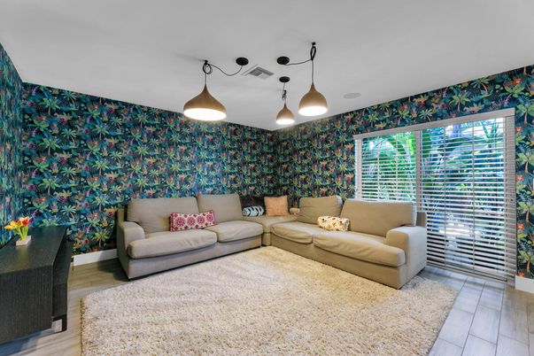 Interior, Living room, Pendant Lights, Wood Texture Flooring
