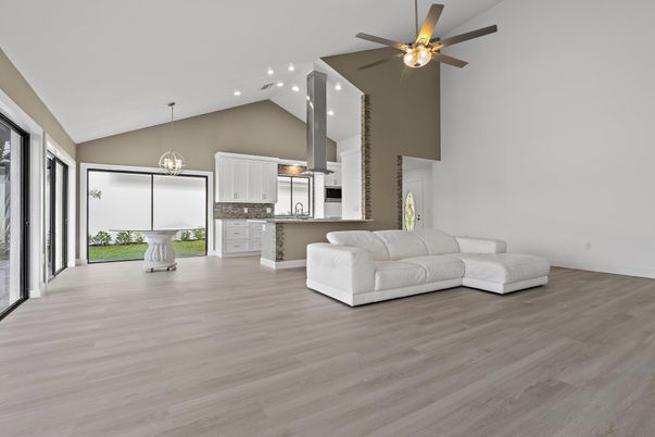 Interior, Kitchen, Pendant Lights, Recessed Lighting, Wood Texture Flooring