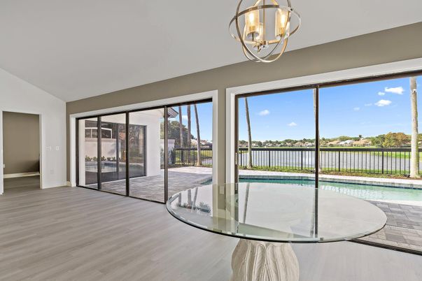 Interior, Pendant Lights, Pool, Water, Wood Texture Flooring