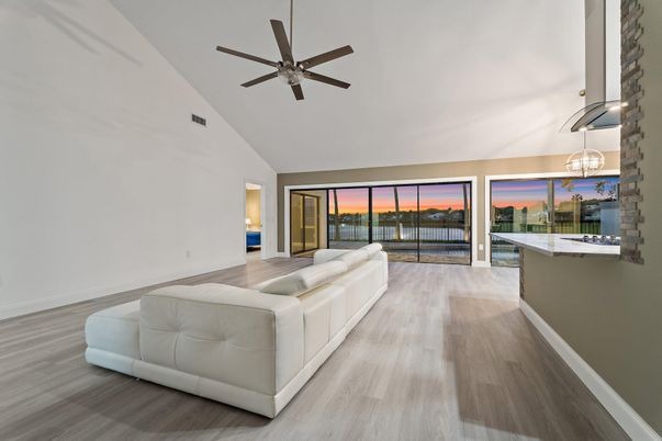 Interior, Living room, Pendant Lights, Wood Texture Flooring