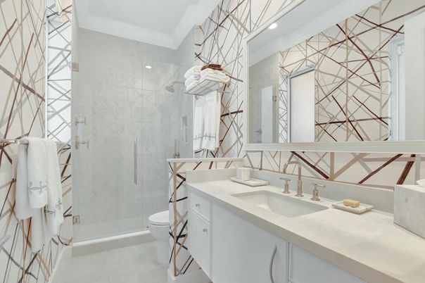 Bathroom, Glass Shower, Interior, Recessed Lighting