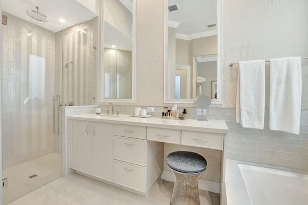 Bathroom, Dual Sink Vanities, Glass Shower, Interior, Recessed Lighting
