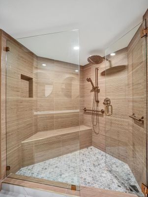Bathroom, Glass Shower, Interior, Recessed Lighting