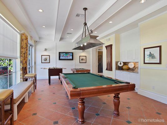 Billiard Table, Game Room, Interior, Pendant Lights, Recessed Lighting