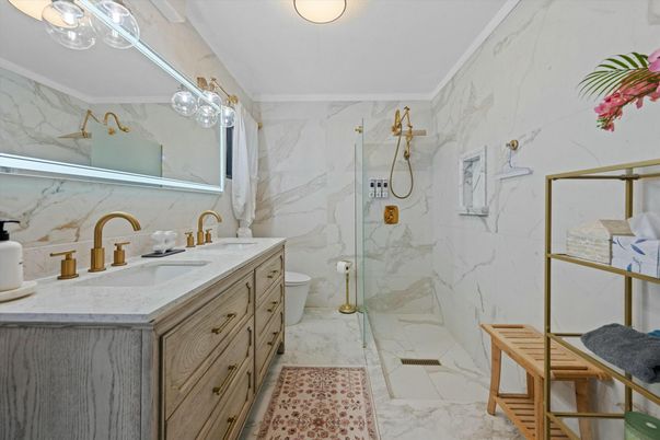 Bathroom, Glass Shower, Interior, Marble, Marble Walls