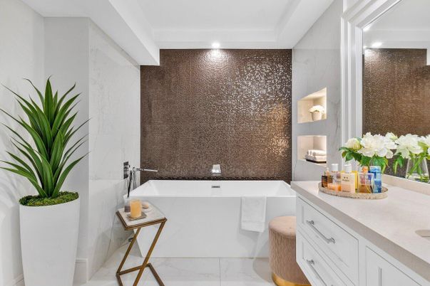 Bathroom, Interior, Marble, Recessed Lighting