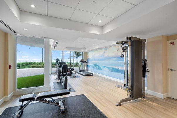 Fitness Equipment, Interior, Recessed Lighting, Wood Texture Flooring