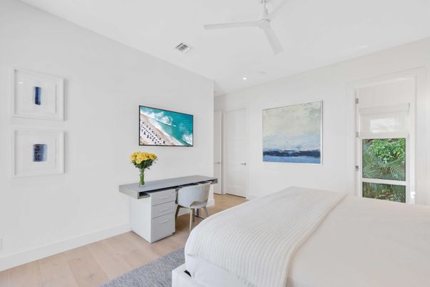Bedroom, Home Office, Interior, Recessed Lighting, Wood Texture Flooring