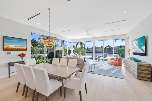 Chandelier, Dining room, Interior, Living room, Recessed Lighting, Wood Texture Flooring