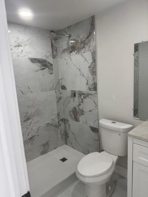 Bathroom, Interior, Marble Walls, Recessed Lighting