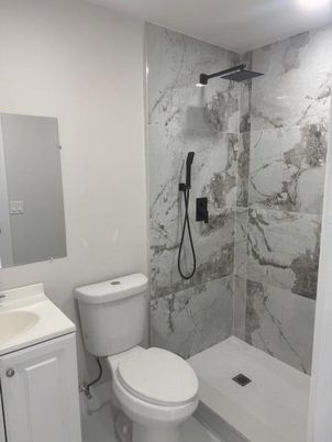 Bathroom, Glass Shower, Interior, Marble Walls
