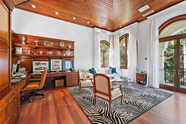 Home Office, Interior, Recessed Lighting, Wooden Ceilings, Wood Texture Flooring, Wooden Walls
