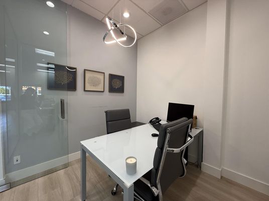 Home Office, Interior, Pendant Lights, Recessed Lighting, Wood Texture Flooring
