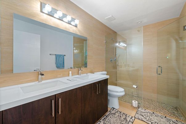Bathroom, Dual Sink Vanities, Glass Shower, Interior