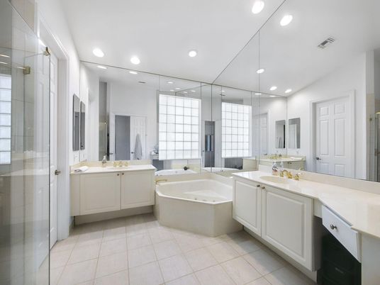 Bathroom, Dual Sink Vanities, Glass Shower, Interior, Recessed Lighting
