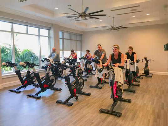 Fitness Equipment, Interior, Recessed Lighting, Wood Texture Flooring