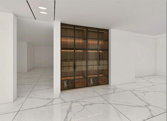 Empty room, Interior, Marble, Recessed Lighting
