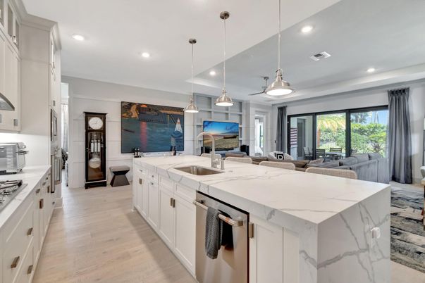 Interior, Kitchen, Living room, Pendant Lights, Recessed Lighting, Stainless Steel Appliances, Wood Texture Flooring