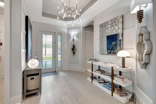 Home Office, Interior, Pendant Lights, Wood Texture Flooring