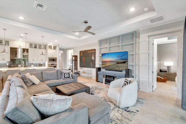 Interior, Kitchen, Living room, Pendant Lights, Recessed Lighting, Stainless Steel Appliances, Wood Texture Flooring