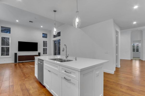 Interior, Kitchen, Pendant Lights, Recessed Lighting, Wood Texture Flooring