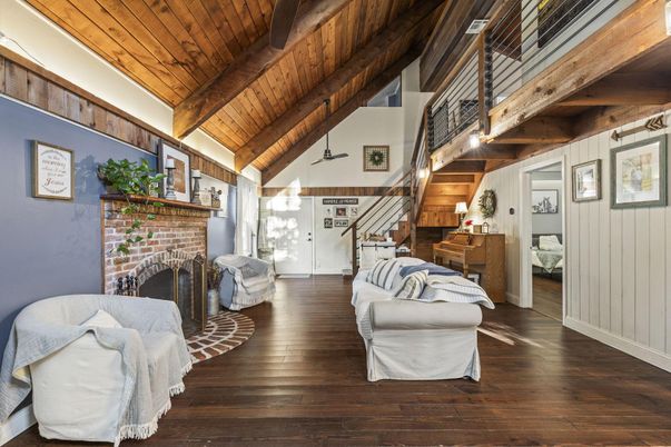 Fireplace, Interior, Pendant Lights, Wooden Beams, Wooden Ceilings, Wood Texture Flooring