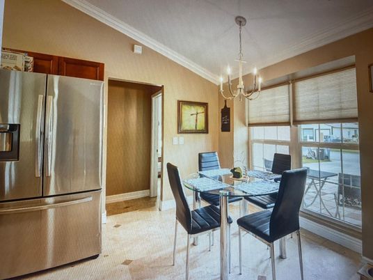 Dining room, Interior, Pendant Lights, Stainless Steel Appliances