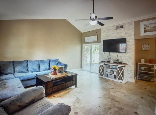Interior, Living room, Stone Walls